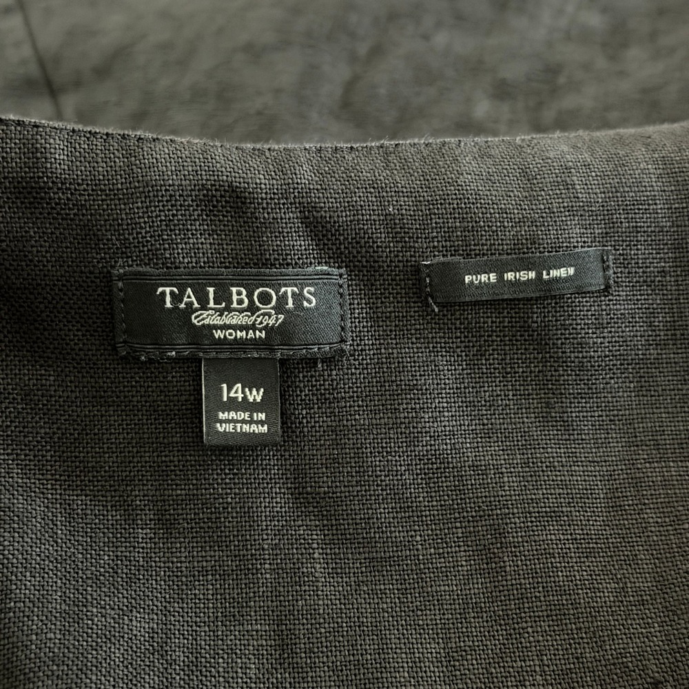 Talbots Irish Linen Midi Dress 14W Black Minimalist Office Summer Career LBD - Picture 6 of 10